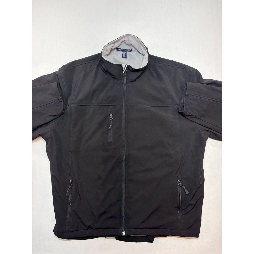Devon & Jones Mens 4XL Black Softshell Jacket Full Zip Fleece Lined Mock Neck